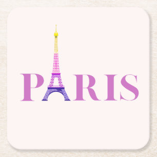 Dessous-de-verre Carré En Papier Tour Eiffel-Paris-Vibrant et Coloré-