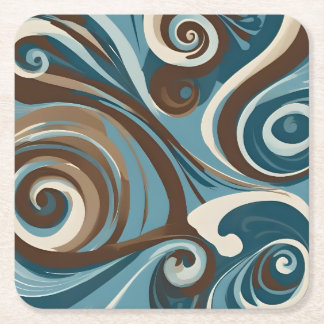 Dessous-de-verre Carré En Papier Tourbillon bleu et marron