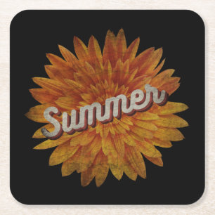 DESSOUS-DE-VERRE CARRÉ EN PAPIER TOURNESOL VINTAGE ÉTÉ