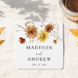Dessous-de-verre Carré En Papier Tournesols d'automne rustique et Mariage Fleur sau<br><div class="desc">Ajoutez une touche de charme à votre réception de mariage avec nos tournesols rustiques d'automne et nos dessous de verre en papier mariage Fleur sauvage. Dotés d'un bouquet de tournesols peints à la main, de fleurs sauvages et d'un feuillage d'automne éclatant au sommet, ces dessous de verre captent magnifiquement l'essence...</div>