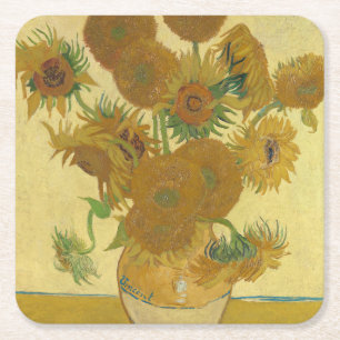 Dessous-de-verre Carré En Papier Tournesols, Nature morte peinture à l'huile, Van G