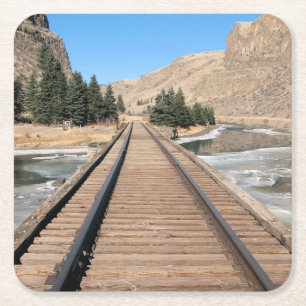 Dessous-de-verre Carré En Papier Tout droit sur la ligne - Dessous de verre ferrovi