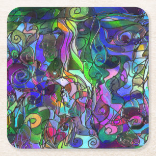 Dessous-de-verre Carré En Papier Toutes les couleurs avec des tourbillons et des li