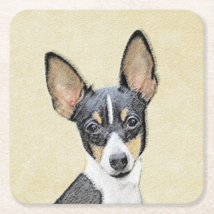 Dessous-de-verre Carré En Papier Toy Fox Terrier Peinture - Cute Original Chien Art