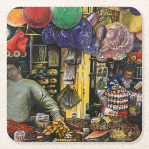 Dessous-de-verre Carré En Papier Traditions du commerce ancien, Jérusalem