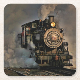 Dessous-de-verre Carré En Papier Train moteur à vapeur vintage