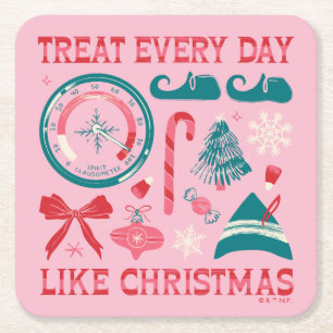 Dessous-de-verre Carré En Papier Traiter chaque jour comme Noël