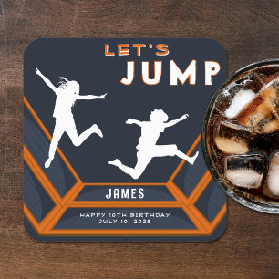 Dessous-de-verre Carré En Papier Trampoline Park Jump Orange Birthday Party