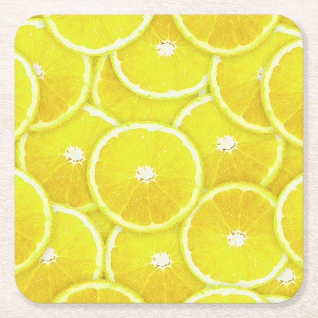 Dessous-de-verre Carré En Papier Tranches de citron (Devant)