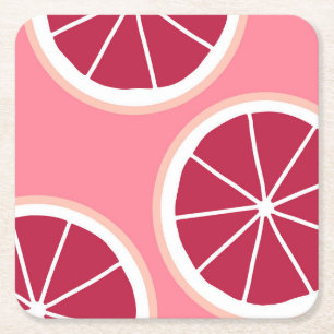 Dessous-de-verre Carré En Papier Tranches de pamplemousse rose