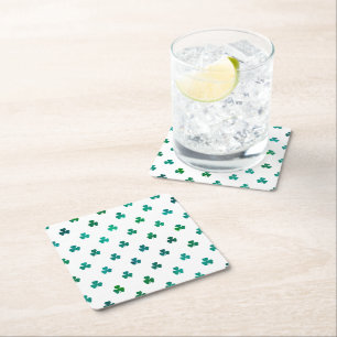 Dessous-de-verre Carré En Papier Trèfle Émeraude Vert - Micro