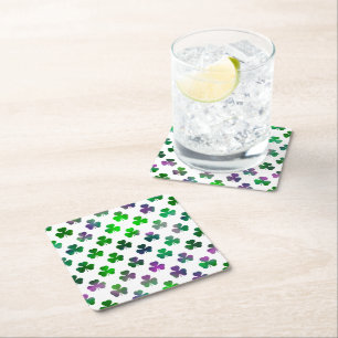 Dessous-de-verre Carré En Papier Trèfle Teinte de Bijou Vert - Classique