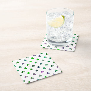 Dessous-de-verre Carré En Papier Trèfle Teinte Émeraude - Micro