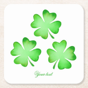 Dessous-de-verre Carré En Papier trèfle vert personnalisé jour de la saint patrick