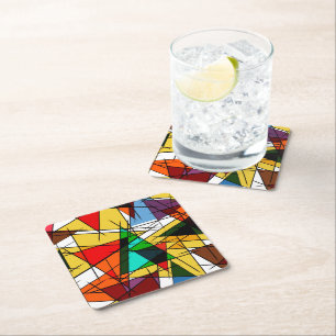 Dessous-de-verre Carré En Papier Triangle Coloré Géométrique Moderne