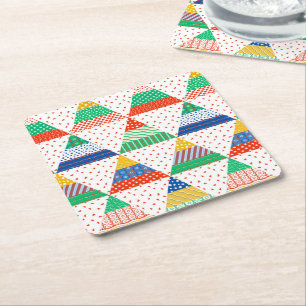 Dessous-de-verre Carré En Papier Triangles de Noël colorés en patchwork festif