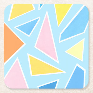 Dessous-de-verre Carré En Papier Triangles pastel sur bleu pâle