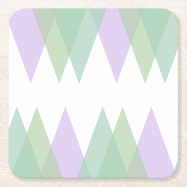 Dessous-de-verre Carré En Papier Triangles vert et lilas (Devant)