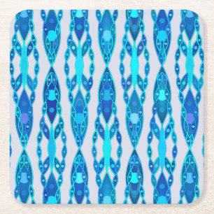 Dessous-de-verre Carré En Papier Tribal Batik - Sapphire Blue et Silver Grey