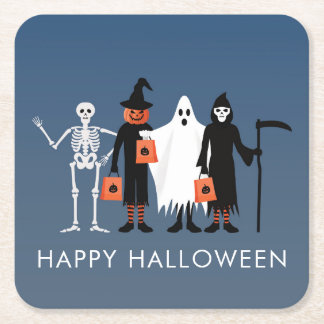 Dessous-de-verre Carré En Papier Trick or Treaters Halloween