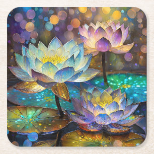 Dessous-de-verre Carré En Papier Trio de fleurs de lotus lumineuses