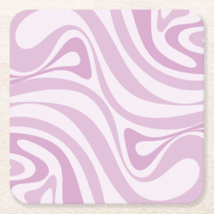 Dessous-de-verre Carré En Papier Trippy Retro Abstrait Swirl Motif Lilac Pastel