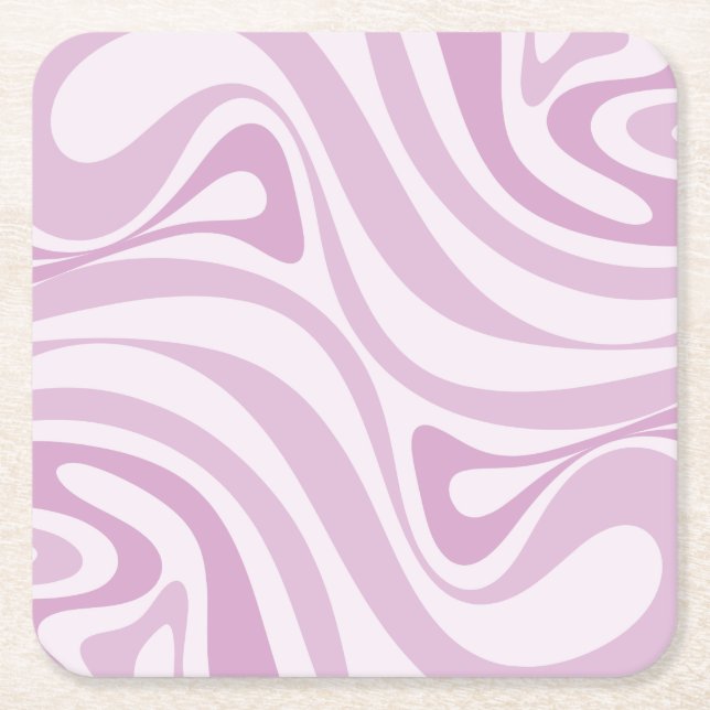 Dessous-de-verre Carré En Papier Trippy Retro Abstrait Swirl Motif Lilac Pastel (Devant)