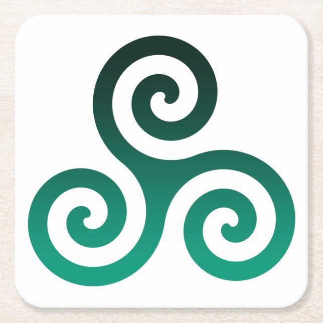 Dessous-de-verre Carré En Papier Triskele vert (Devant)