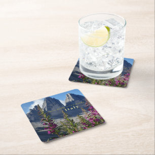 Dessous-de-verre Carré En Papier Trois sommets de Lavaredo Italie Fleur sauvage