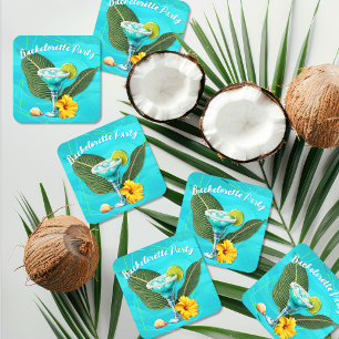 Dessous-de-verre Carré En Papier Tropical Bachelorette Party Blue Waves