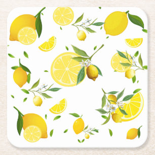 Dessous-de-verre Carré En Papier Tropical Citrus SUMMER Orange lemon Slice