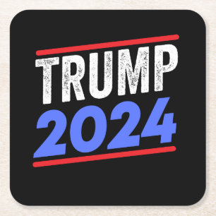 Dessous-de-verre Carré En Papier Trump 2024 Pour le président Donald Jr. Maga Elect