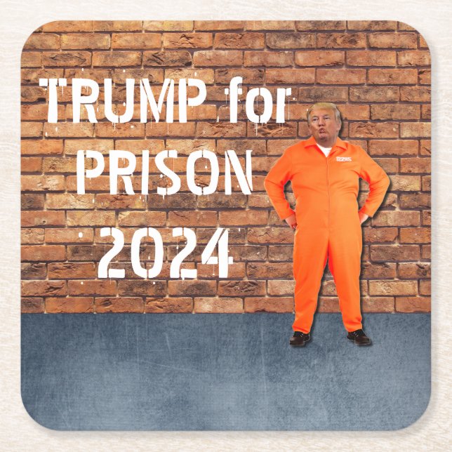 Dessous-de-verre Carré En Papier Trump pour la prison 2024 (Devant)