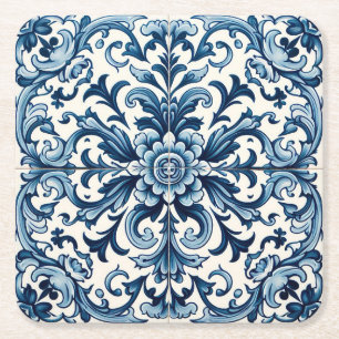 Dessous-de-verre Carré En Papier Tuile bleue portugaise