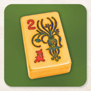 Dessous-de-verre Carré En Papier Tuile de fleur d'heure-milliampère Jongg