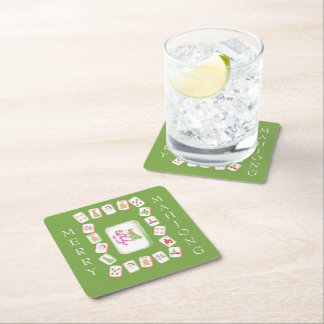Dessous-de-verre Carré En Papier Tuiles de Mahjong pour les Fêtes