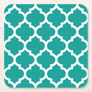 Dessous-de-verre Carré En Papier Tulle foncé blanc Motif Quatrefoil Marocain #5