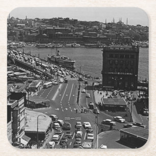 Dessous-de-verre Carré En Papier Turquie vintage Istanbul Karakoy Pont Galata 1970