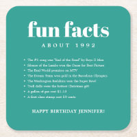 Turquoise Moderne Minimal Fun Facts Anniversaire A