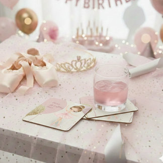 Dessous-de-verre Carré En Papier Tutu Pink Ballerina Ballet Dancer Girl Birthday