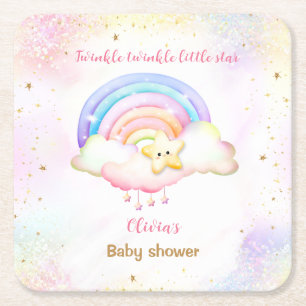 Dessous-de-verre Carré En Papier Twinkle Little Star Rainbow Girl Baby shower
