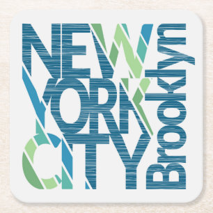 Dessous-de-verre Carré En Papier Typographie de Brooklyn New York