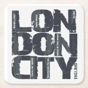 Dessous-de-verre Carré En Papier Typographie de Londres, Angleterre