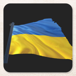 Dessous-de-verre Carré En Papier Ukraine Drapeau - Guerre, Politique, Souffrance