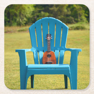 Dessous-de-verre Carré En Papier Ukulele et une chaise Adirondack - dessous de verr