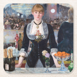 Dessous-de-verre Carré En Papier Un bar aux Folies-Bergere, Manet