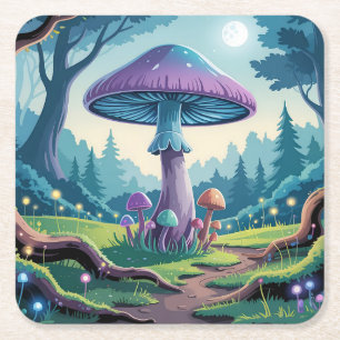 Dessous-de-verre Carré En Papier Un champignon violet