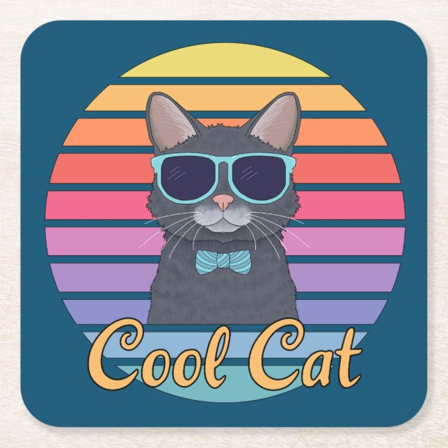 Dessous-de-verre Carré En Papier Un chat Cool (Devant)