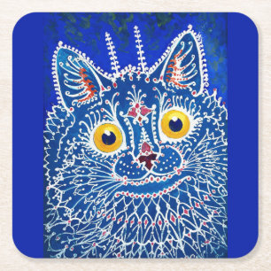 Dessous-de-verre Carré En Papier Un chat dans le style gothique par Louis Wain