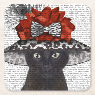 Dessous-de-verre Carré En Papier Un chat noir avec un Casquette fabuleux